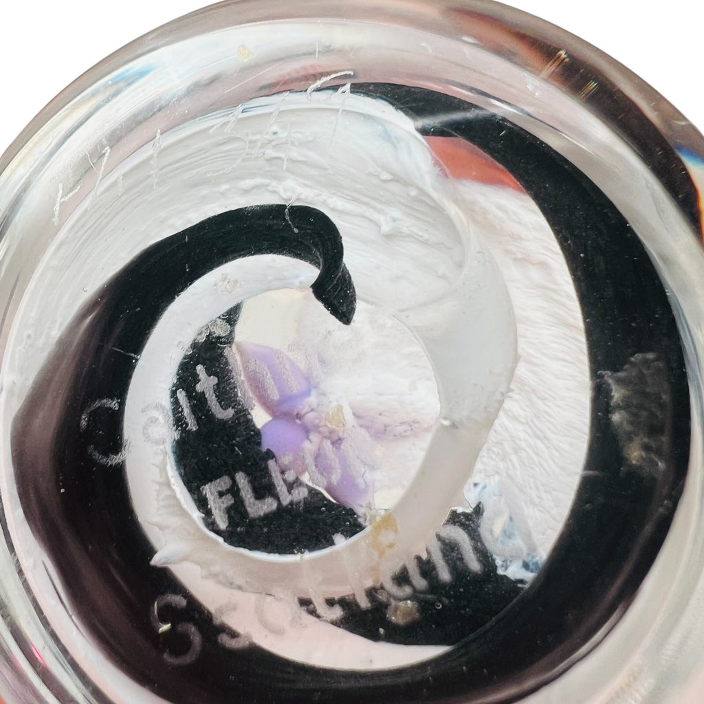 Vintage Caithness Fleur Scotland Lilac Flower Art Glass Paperweight