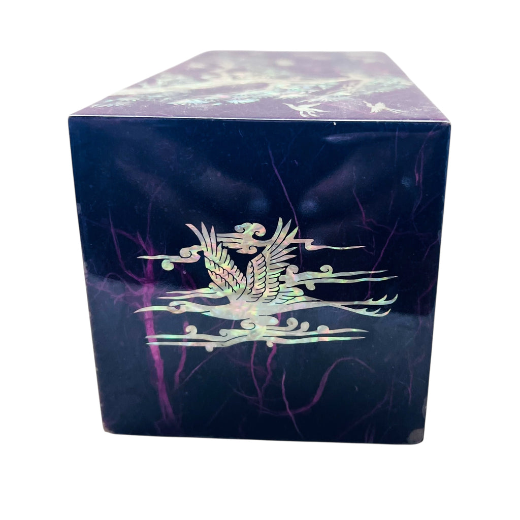 Vintage Mother of Pearl Wooden Lacquer Trinket Korean Jewelry Box