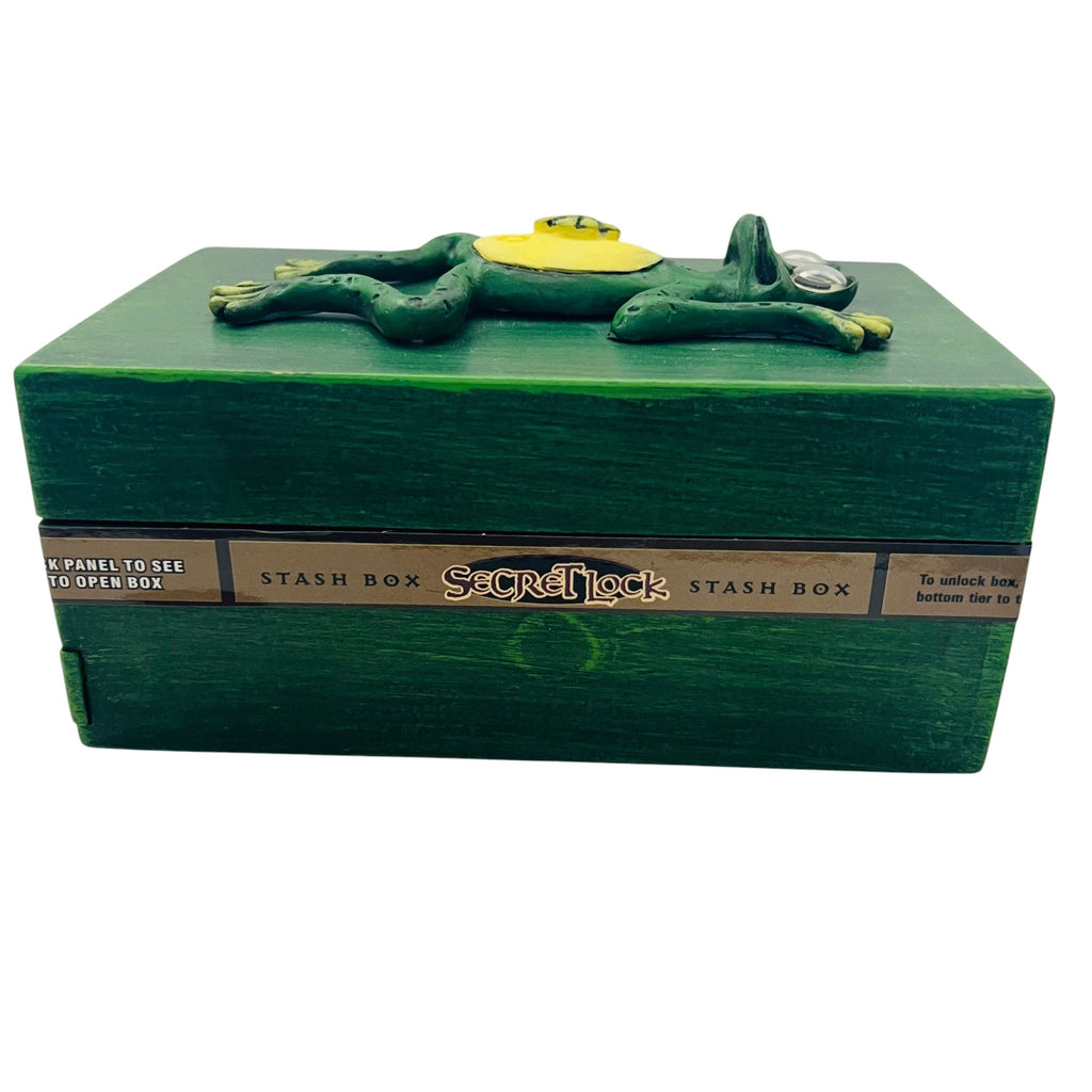 Secret Stash Wood Green Frog Decorative Box