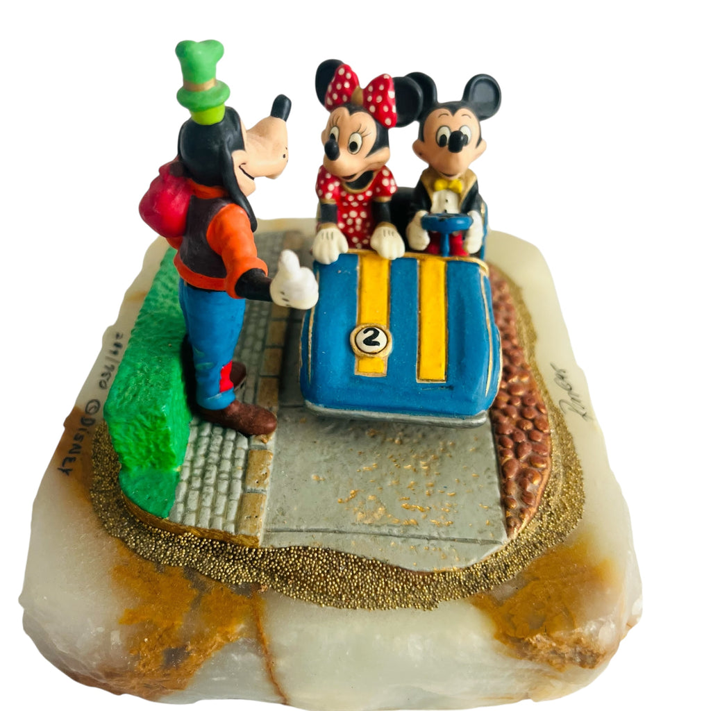 Vintage Walt Disney Company Ron Lee Mickey Minnie Mouse In Car Goofy Sculpture
