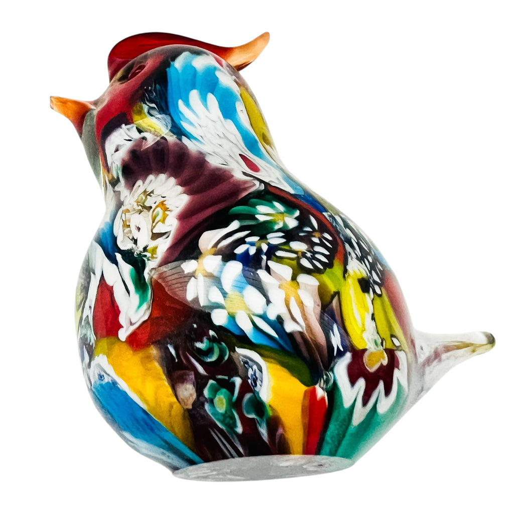 Vintage Murano Millefiori Bird Art Glass Paperweight Figurine