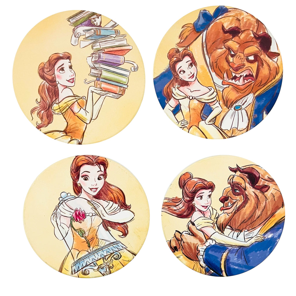 Disney Beauty & The Beast Ceramic Coaster Set 4 Piece