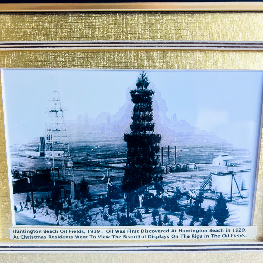 Huntington Beach PCH Oil Fields 1920’s RPPC Photograph Black & White Framed
