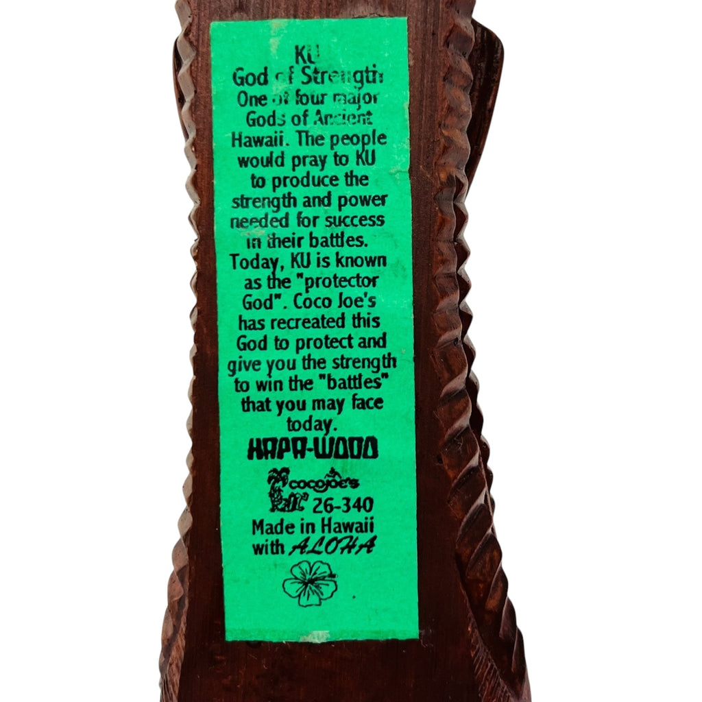Vintage Coco Joe's Kane Tiki God of Health Happiness Hawaii Hapa Wood Figurine