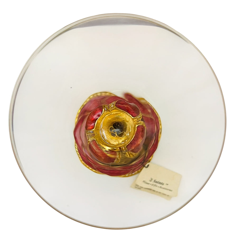 2 Saints Swarovski Crystal Enamel Jewel Flower Martini Glass