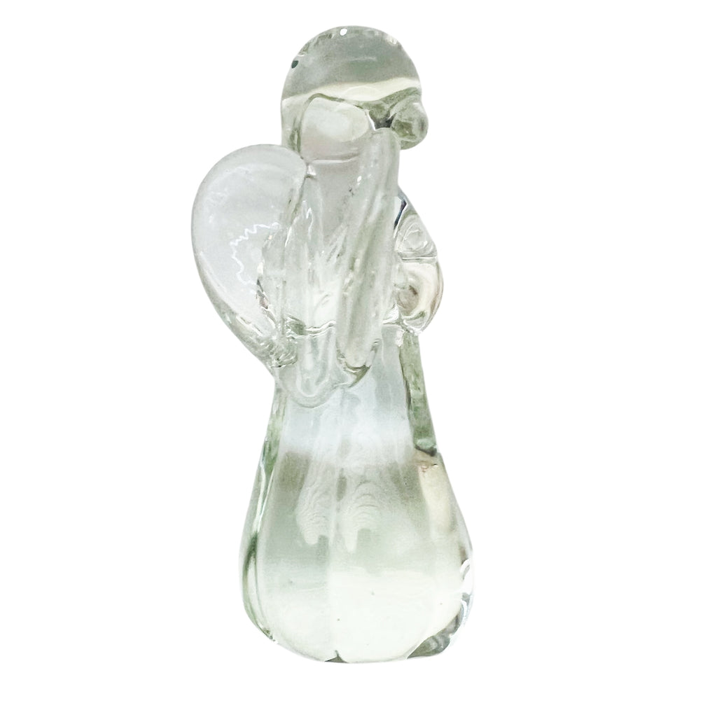 Vintage Praying Girl Angel Clear Glass Crystal Figurine