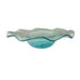 Vintage Hand Blown Sky Blue Crackle Ruffled Wavy Top Rim Art Glass Bowl