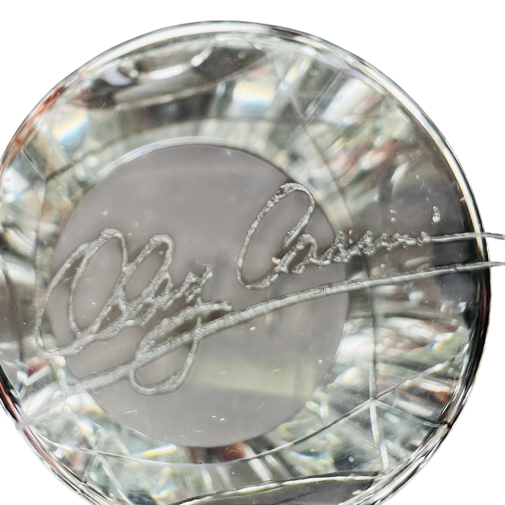 Vintage OLEG CASSINI Crystal Square Votive Holder Signed -Pair
