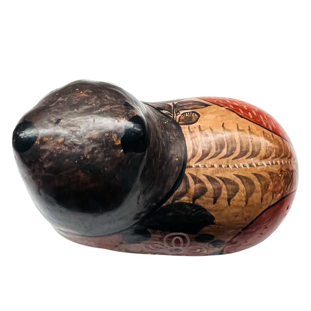 Vintage Mexican Tonala Pottery Traditional Black Cat Handcrafted Folk Art