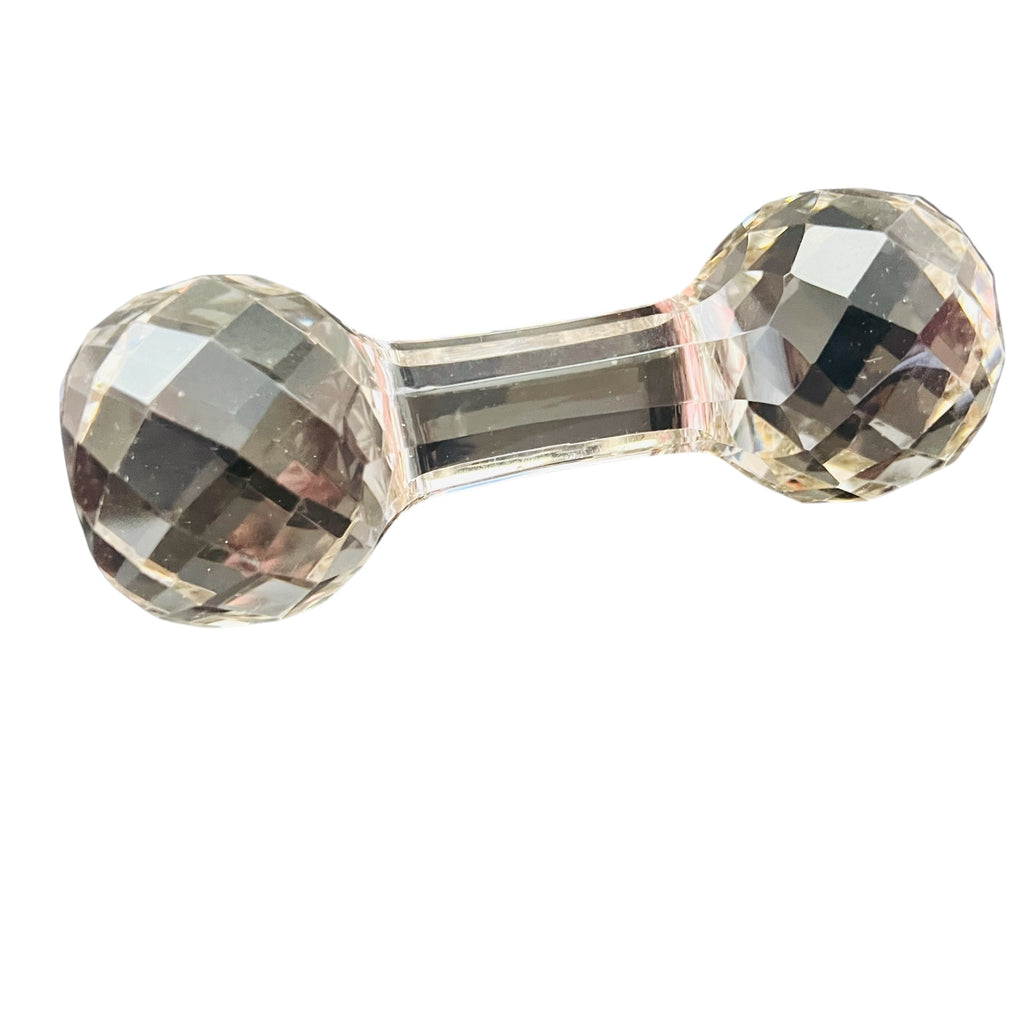 Vintage Cut Crystal Faceted Elegant Glass Star Ends Barbell