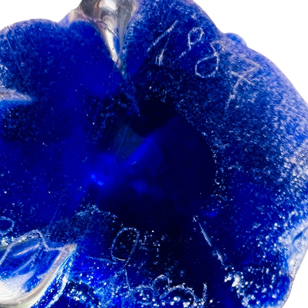 Vintage Rolf Wald Cobalt Blue Controlled Bubbles Signed Paperweight