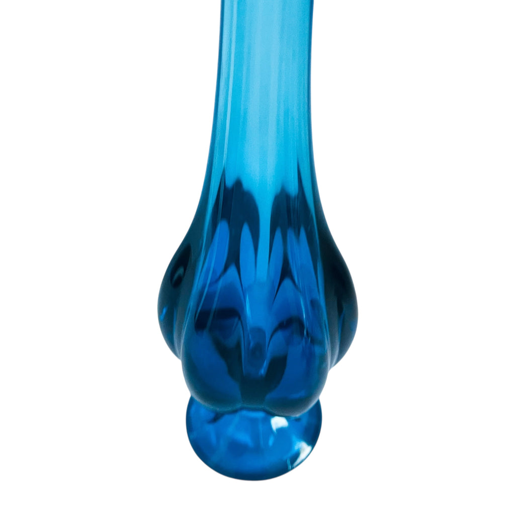 Vintage Viking Glass Blue Bluenique Footed Swung Vase
