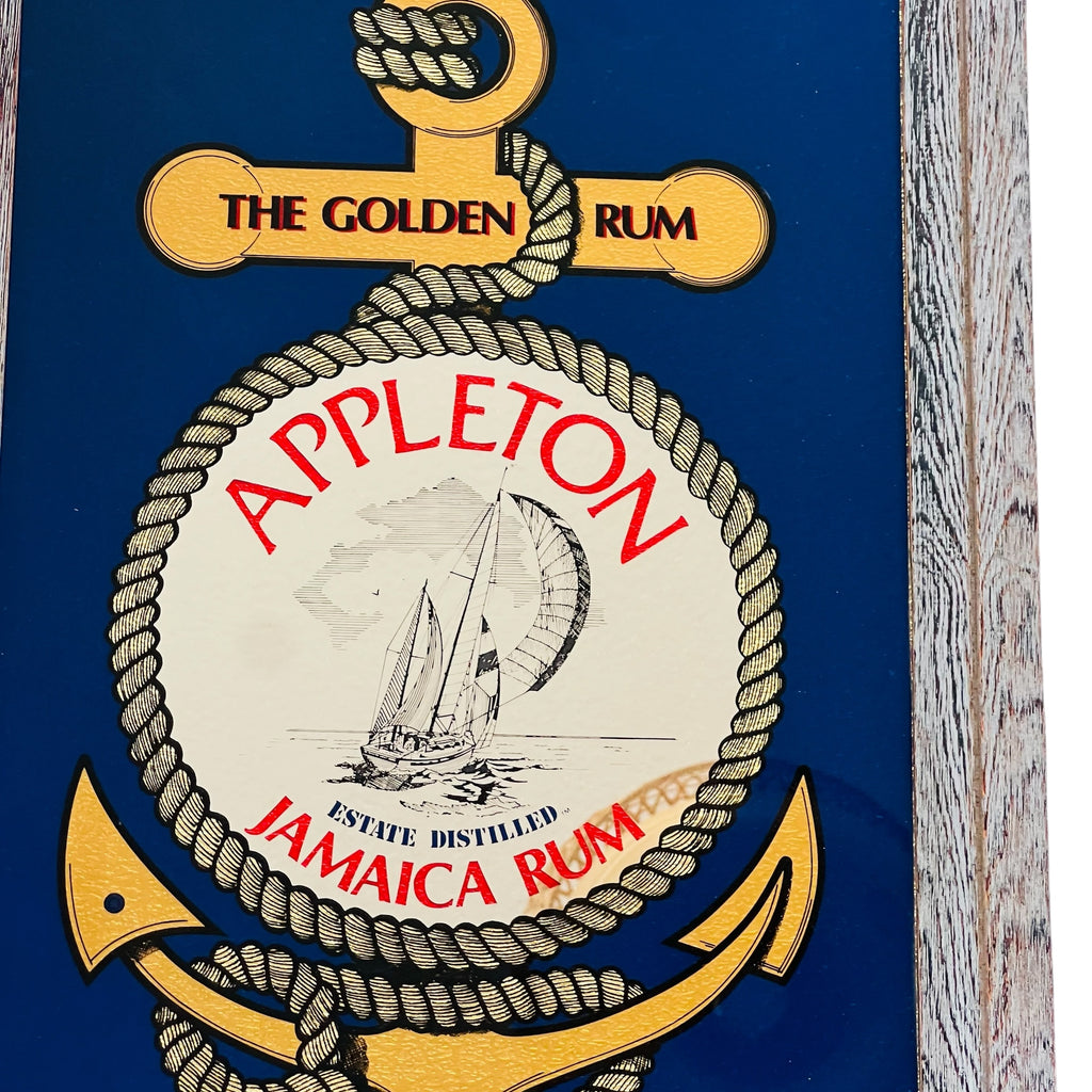 Vintage Appleton Jamaica Rum Nautical Theme Bar Framed Mirror