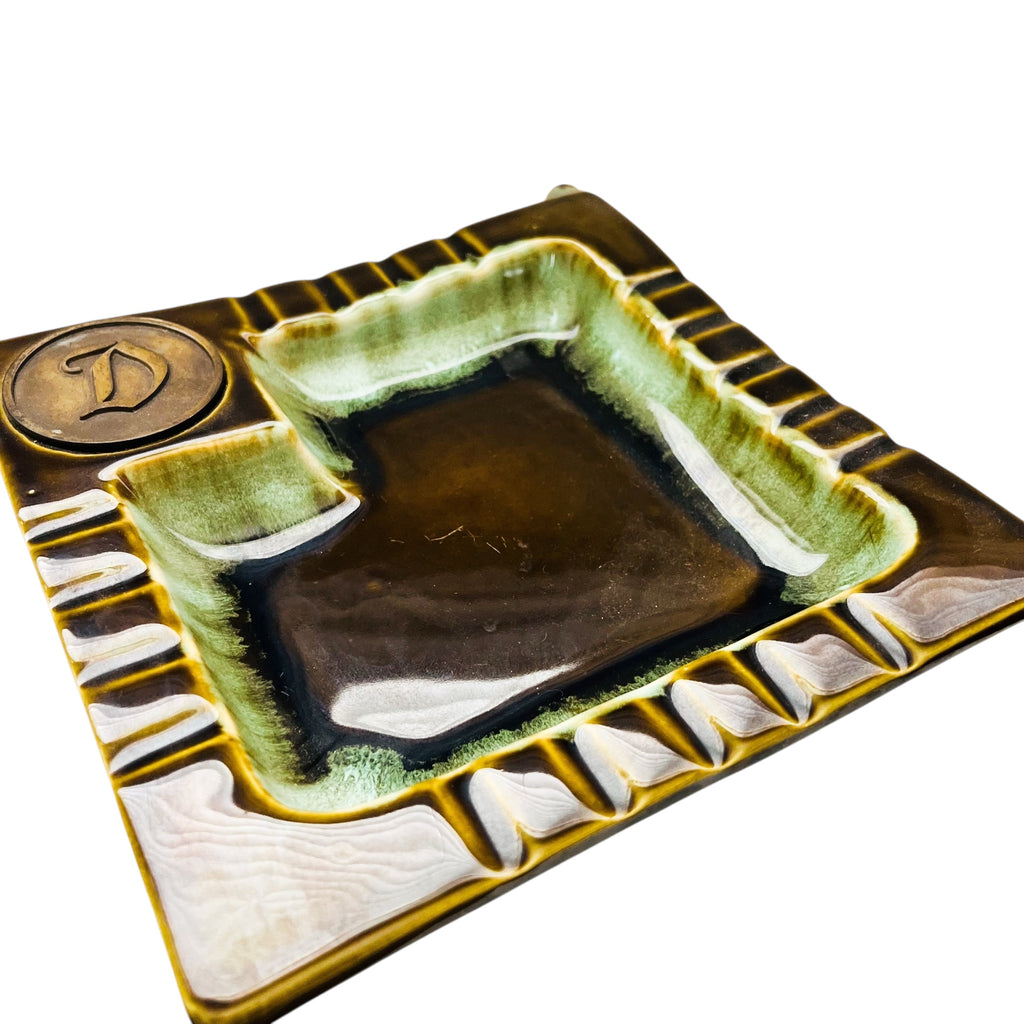 Vintage Teamline USA 55 with Letter D Medallion Monogram Ceramic Ashtray