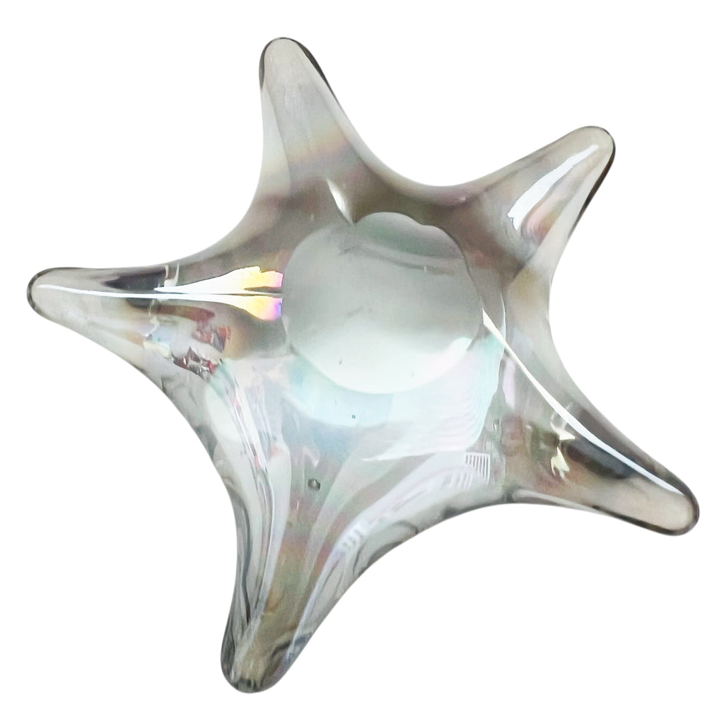 Starfish Iridescent Art Glass Nautical Beach Paperweight