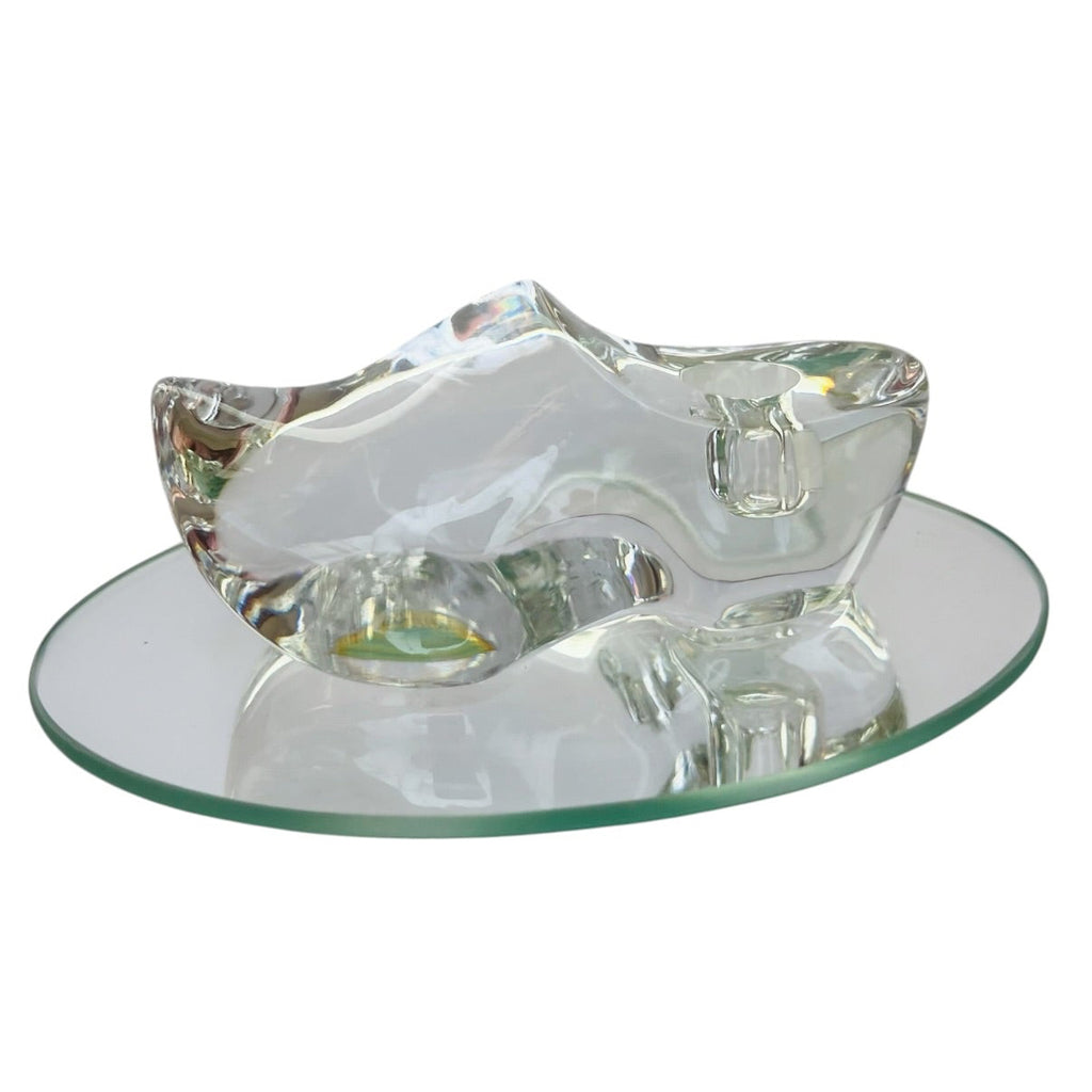 Vintage Crystal Bohemia Dutch Clog Solid Crystal Shoe On Mirror
