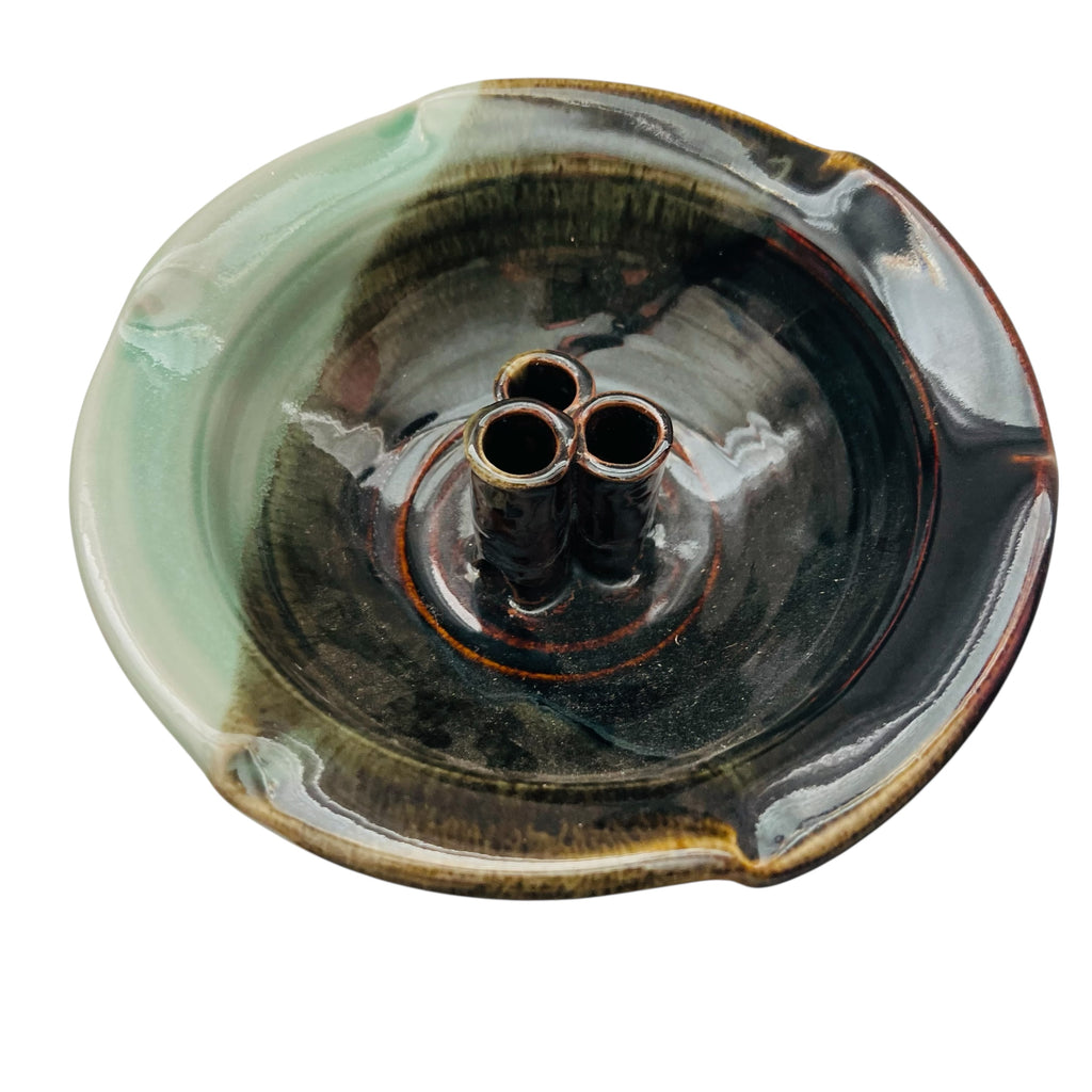 Vintage Ikebana Vase Flower Stem Pottery Bowl