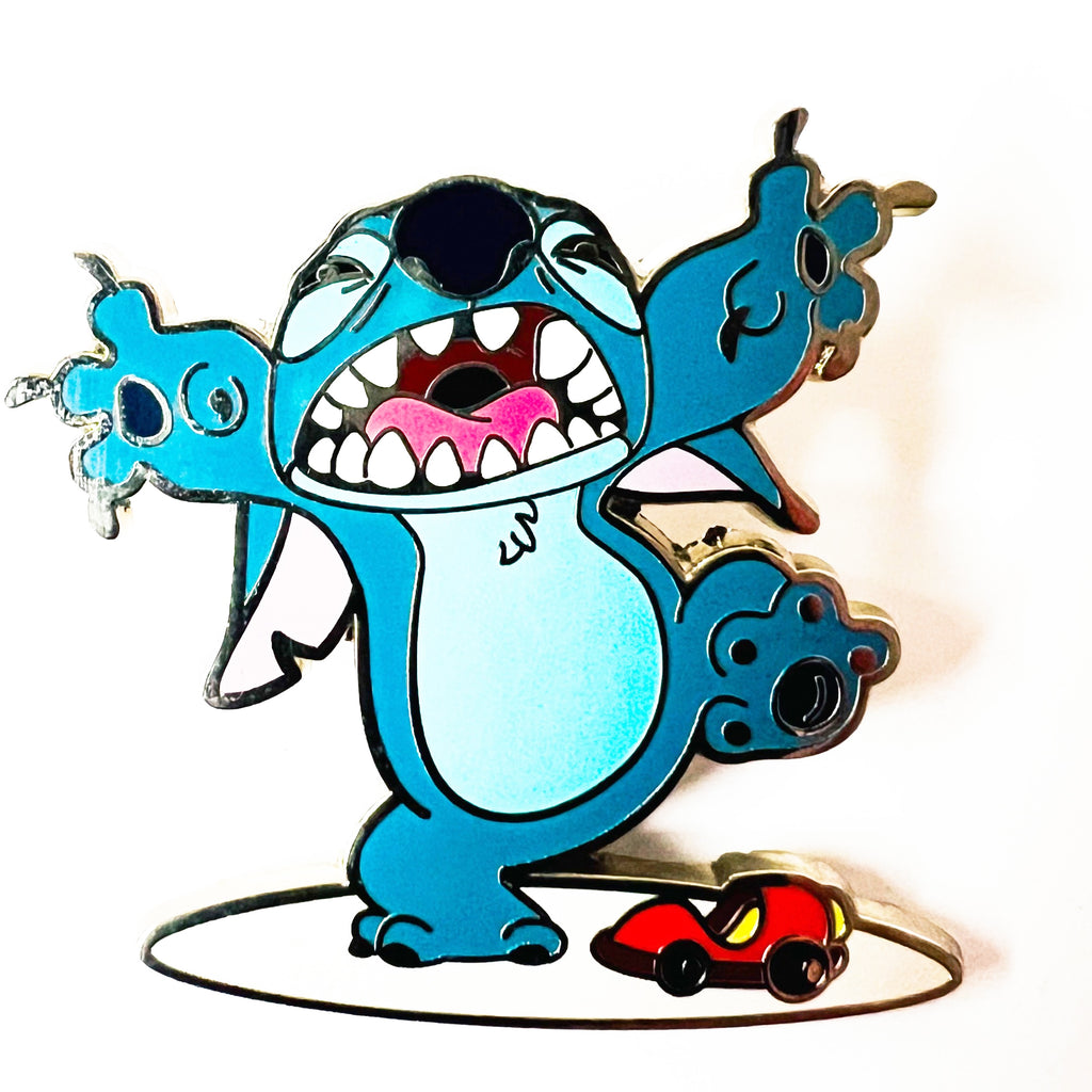Disney Stitch Stomping On Car Pin