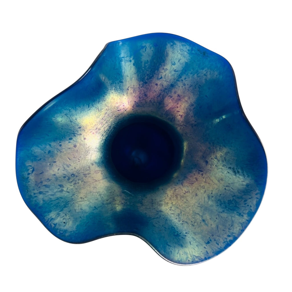 Vintage Lundberg Studios Art Glass Footed Stem Vase