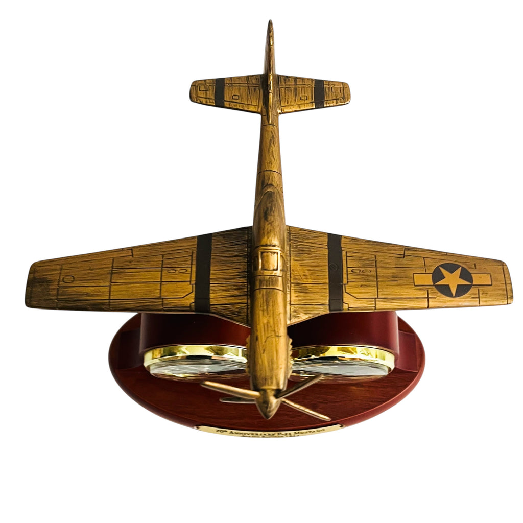 Bradford Exchange 70th Anniversary P-51 Mustang Thermometer Clock Display