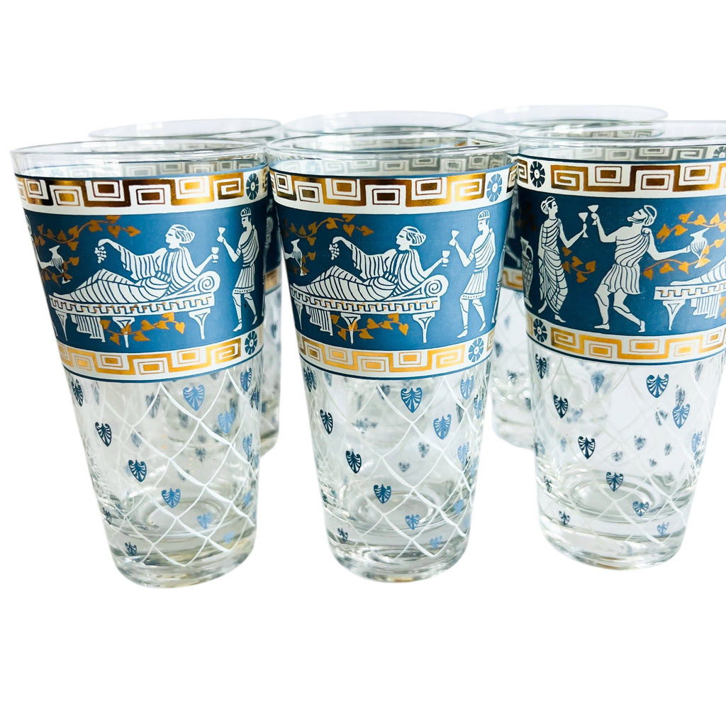 Vintage Etruscan Frieze Cera Glasses Set of 6