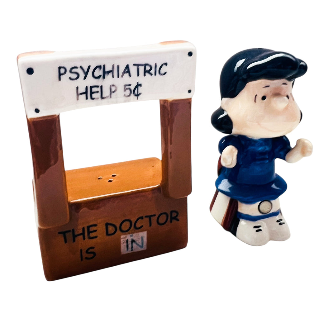 Peanuts Lucy's Psychiatrist Booth Ceramic Salt & Pepper Shakers