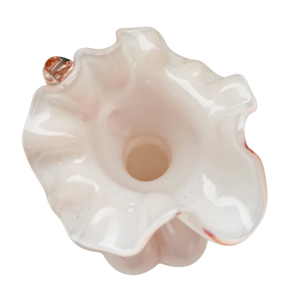 Vintage Fenton Rose Overlay Ruffle Melon Pitcher