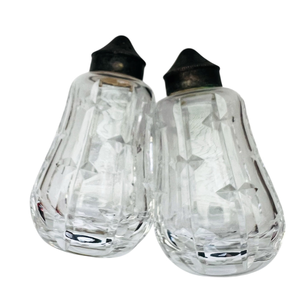 Vintage Waterford Crystal Salt and Pepper Shakers EPNS Lids