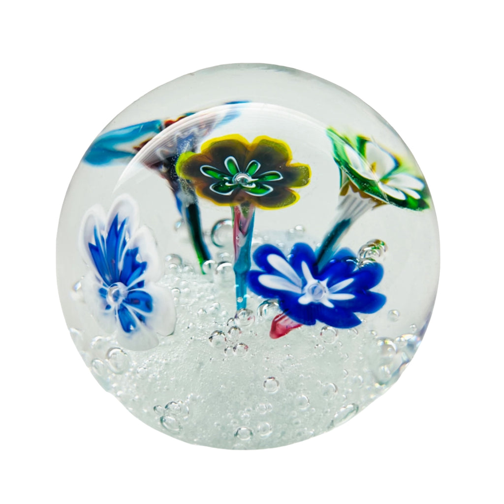 Vintage Murano Floral  Art Glass Paperweight