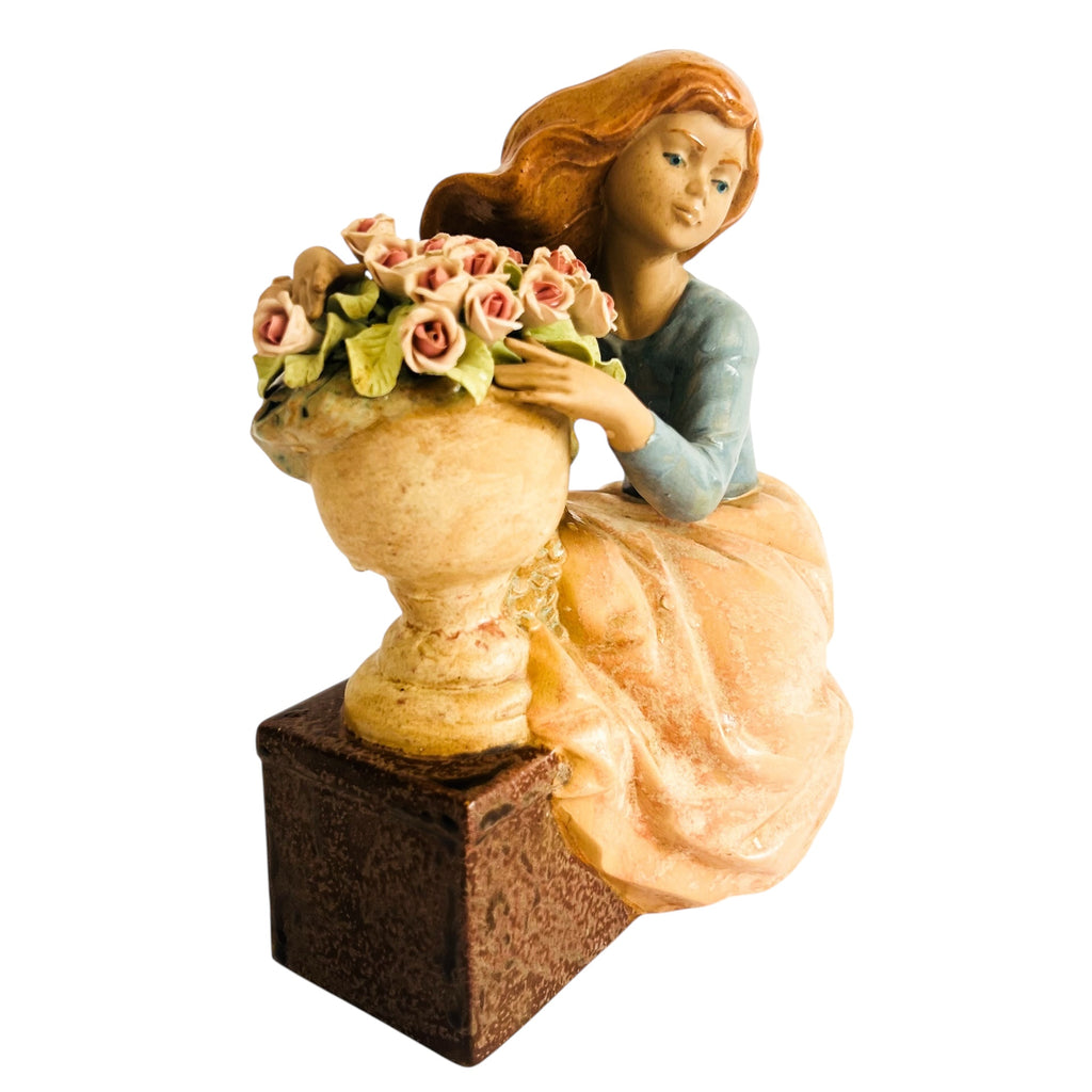 NADAL Handcrafted Porcelain Girl With Flowers Figurine