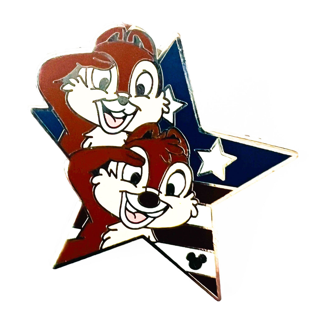 Disney DLR Hidden Mickey Patriotic Star Salute Chip and Dale Pin