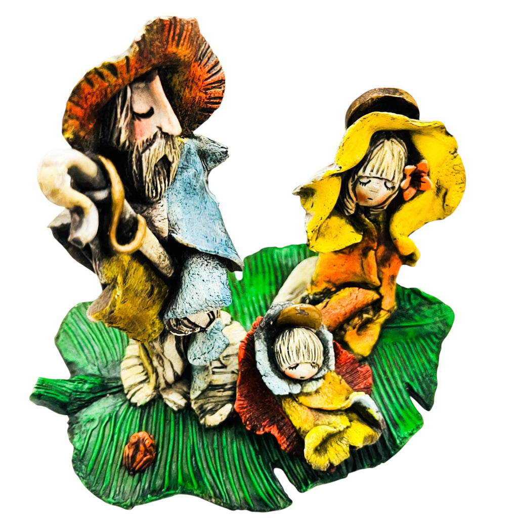 Vintage Leaf Print Family Figure Sculpture