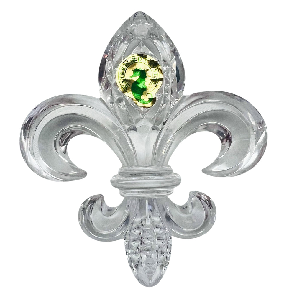 Waterford Crystal Sculpted & Diamond Cut Fleur-de-lis Paperweight