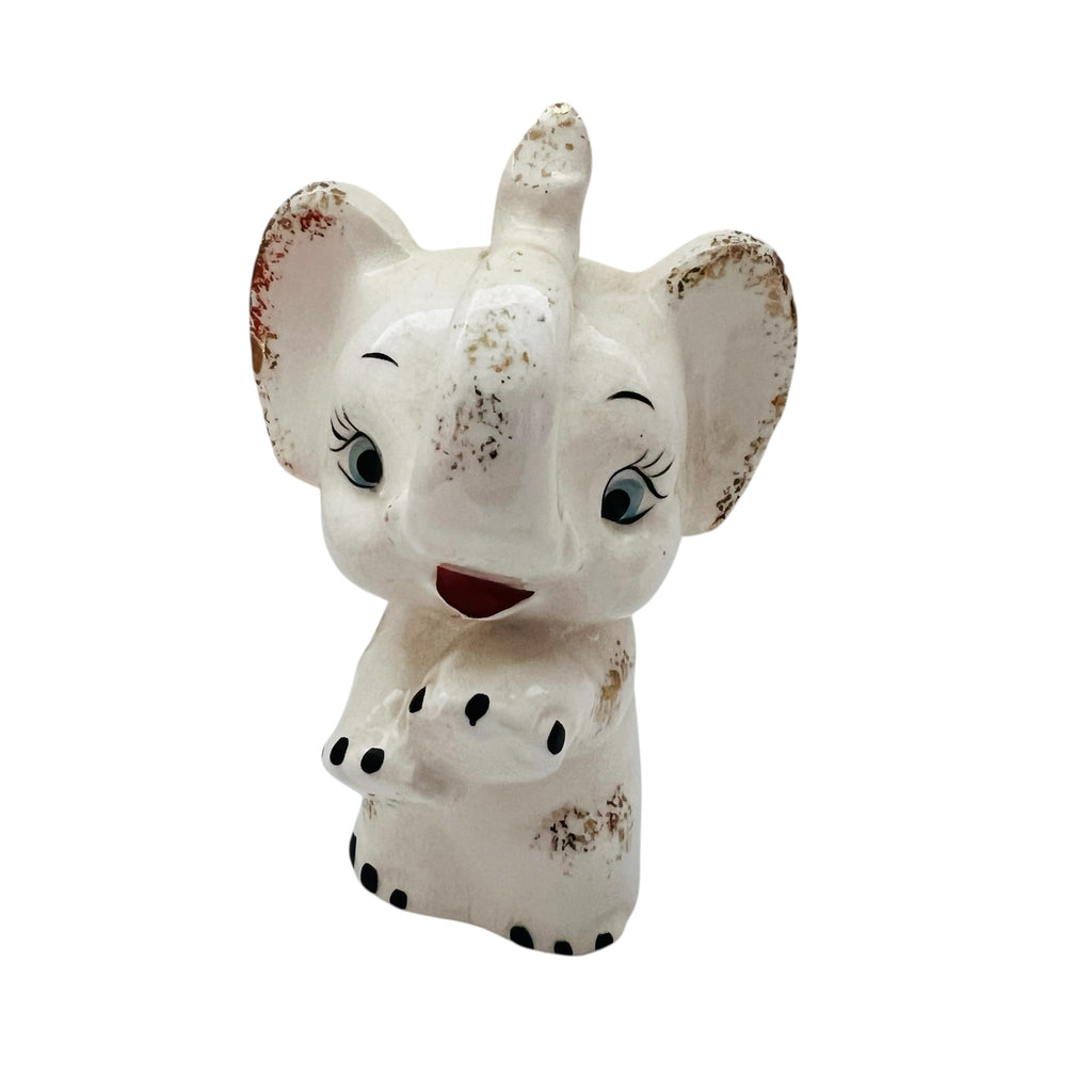 Vintage JAPAN Gold Glitter Blue Eyed Elephant Figurine