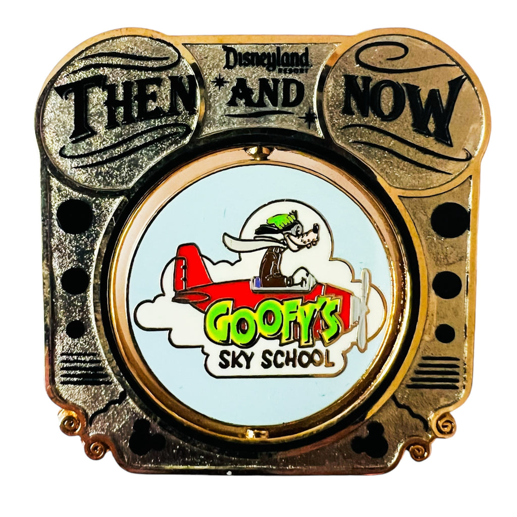 Disney DLR Then and Now Mulholland Madness to Goofy's Sky School Attraction LE 1000 Pin