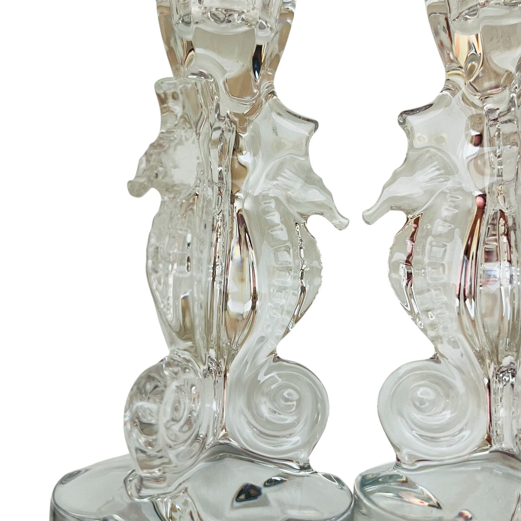 Vintage Waterford Crystal Seahorse Candlestick Holders
