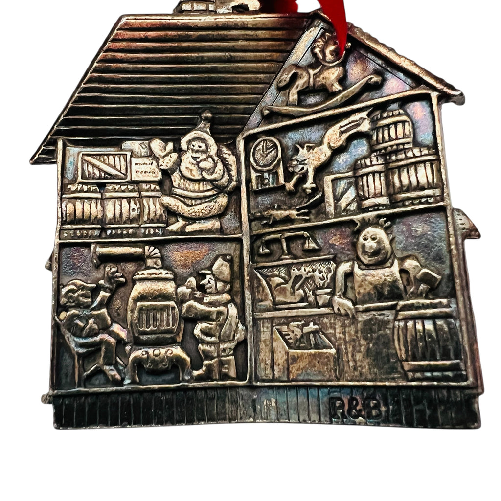 Santa Express Pewter Double Sided Barn Ornament