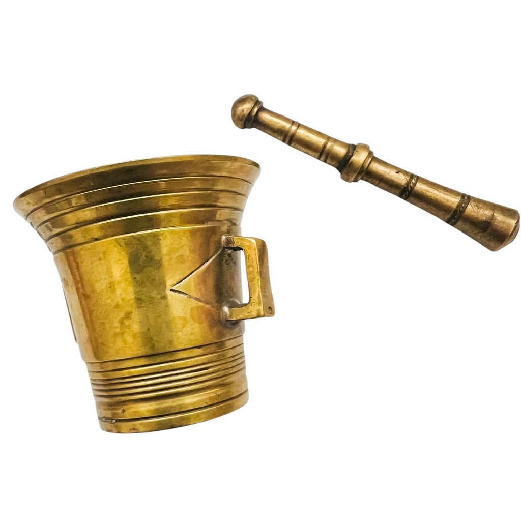 Vintage Brass Mortar and Pestle Double Handles Bowl Set