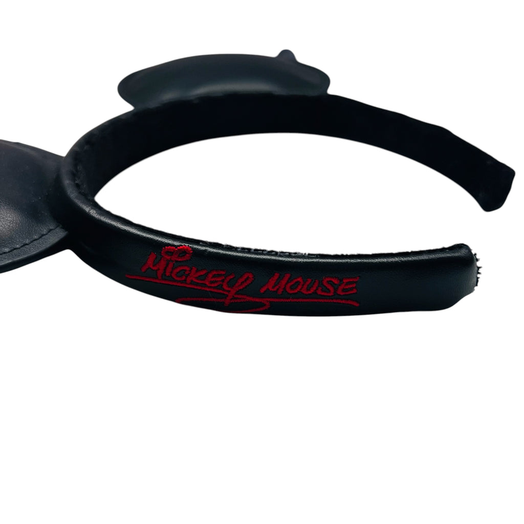 Disney Parks Mickey Mouse Black Faux Leather Ears Headband