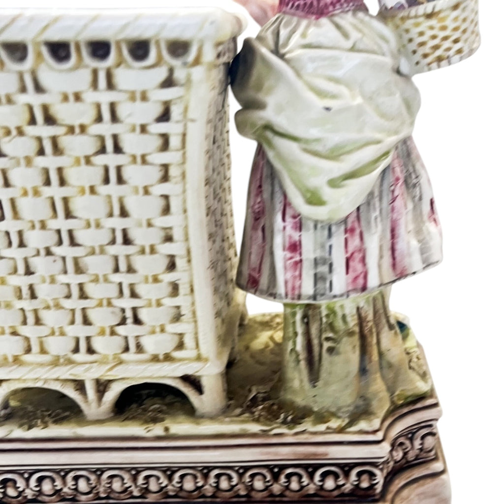 Antique Bisque Porcelain Figure Lady Planter Figurine
