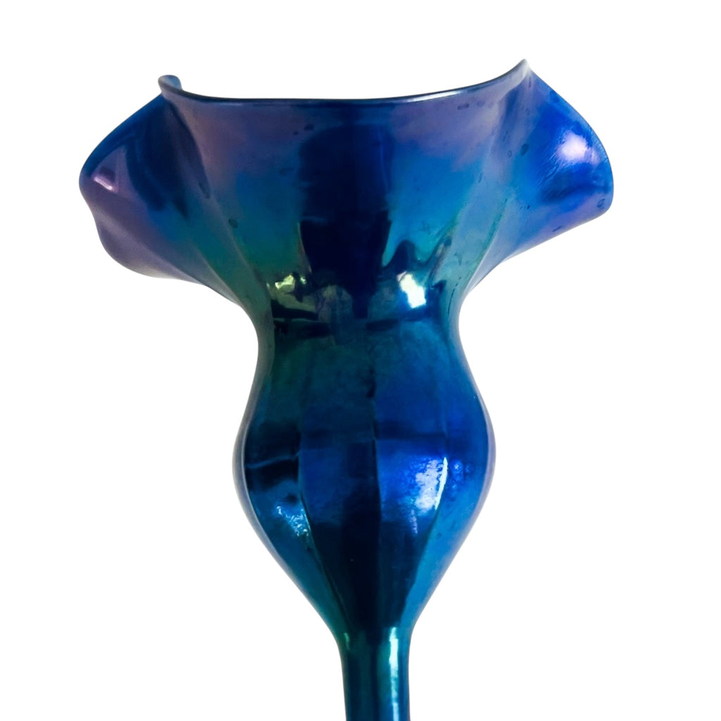 Vintage Lundberg Studios Art Glass Footed Stem Vase