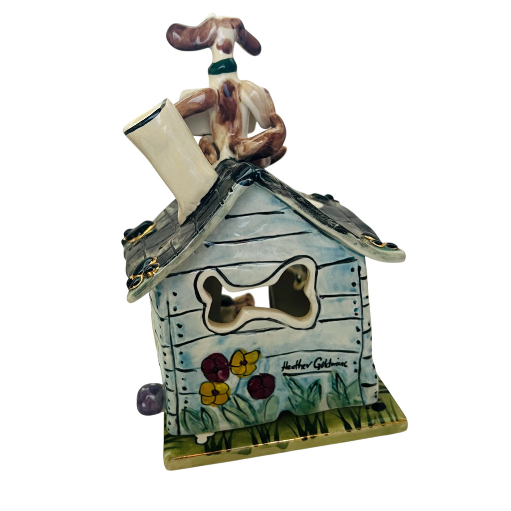 Vintage Blue Sky Puppy Palace "No Katz" Heather Goldminc Tealight Candle Holder