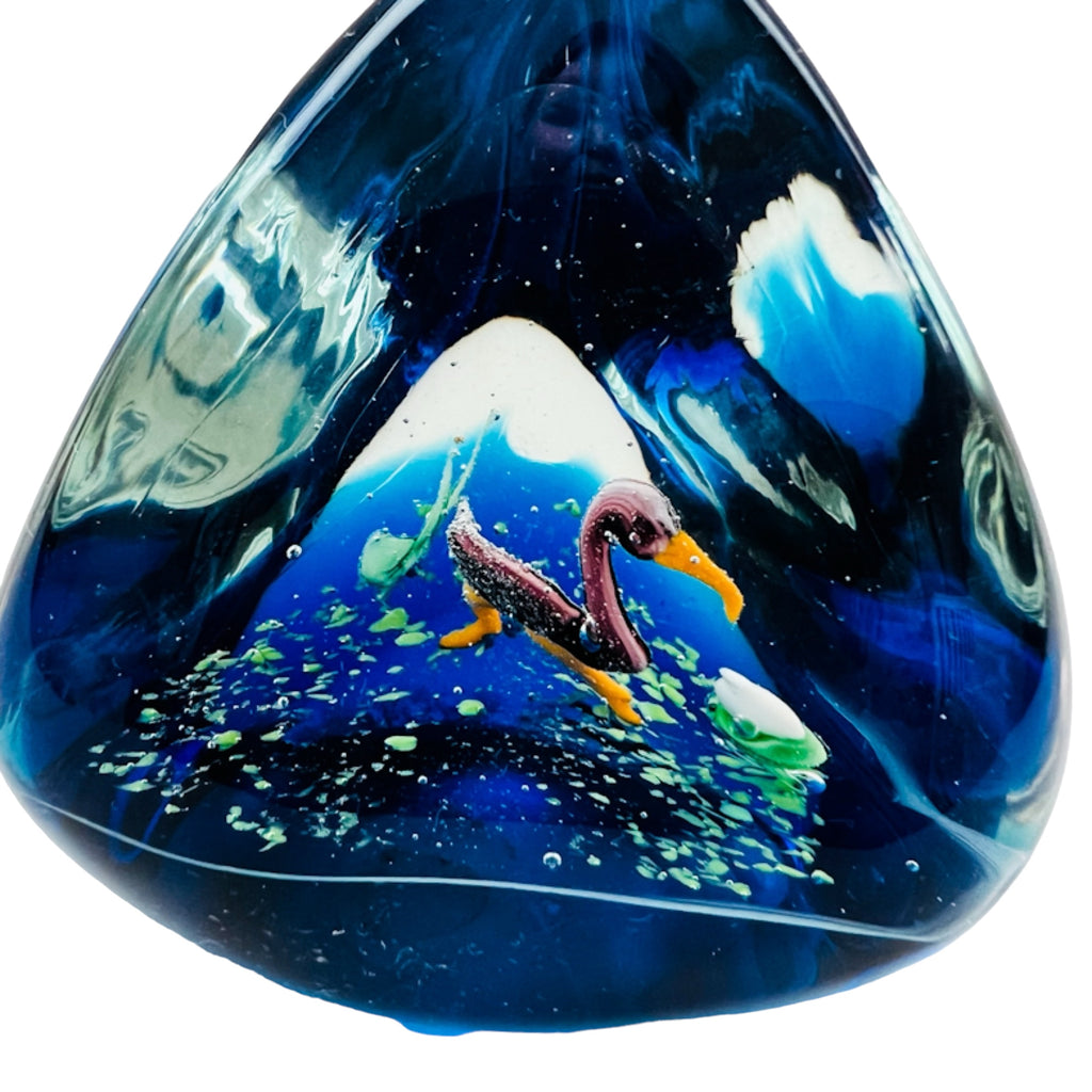 Vintage Cobalt Blue Water Scene Design Triangle Paperweight