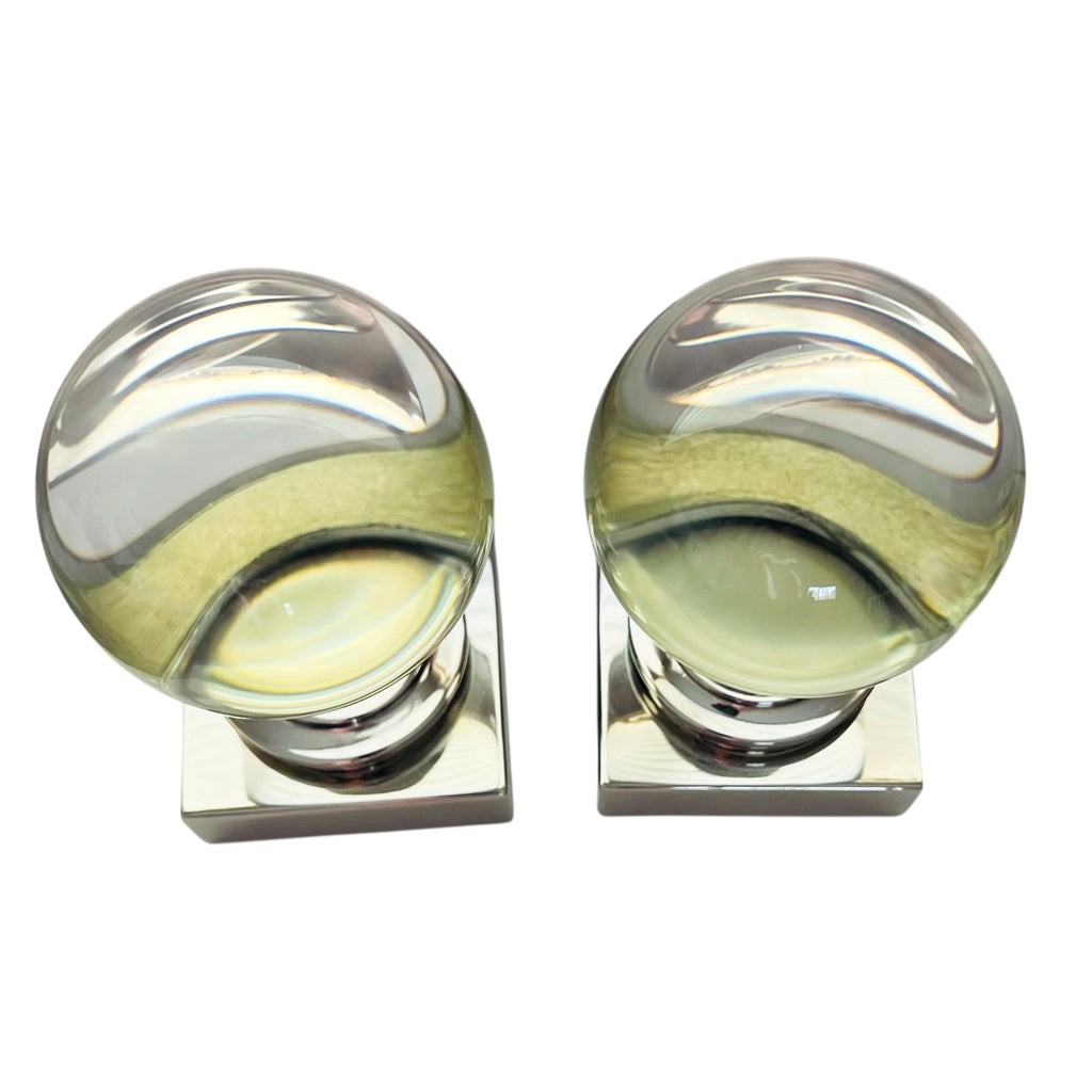 Restoration Hardware 7 in. Crystal Ball Round Table Bookends
