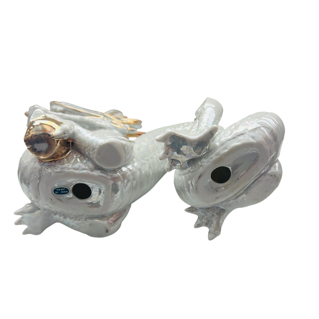Vintage Yoshimi K Porcelain Double Horned Foo Dragon Figurine Japan