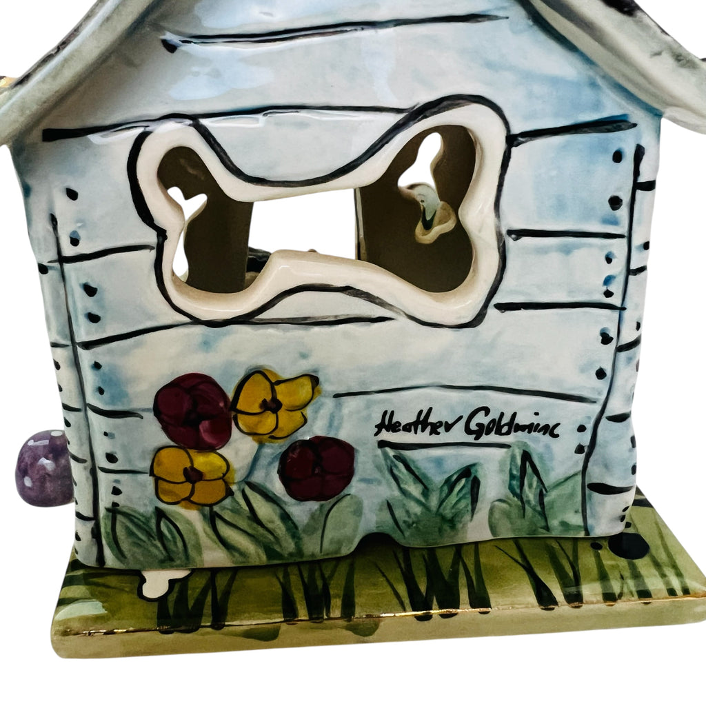 Vintage Blue Sky Puppy Palace "No Katz" Heather Goldminc Tealight Candle Holder