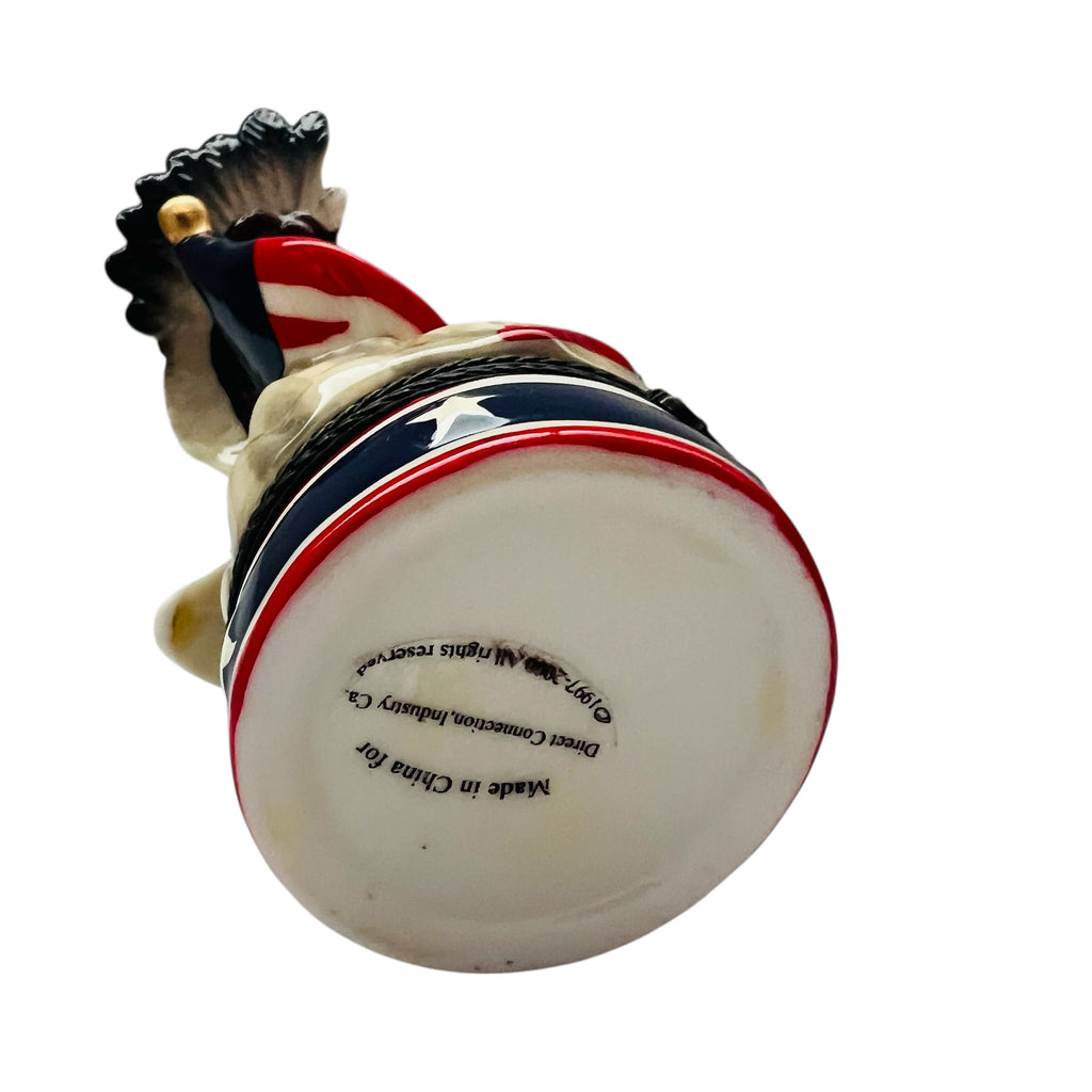 Vintage 1997 Patriotic Eagle Figurine with American Flag Trinket Box