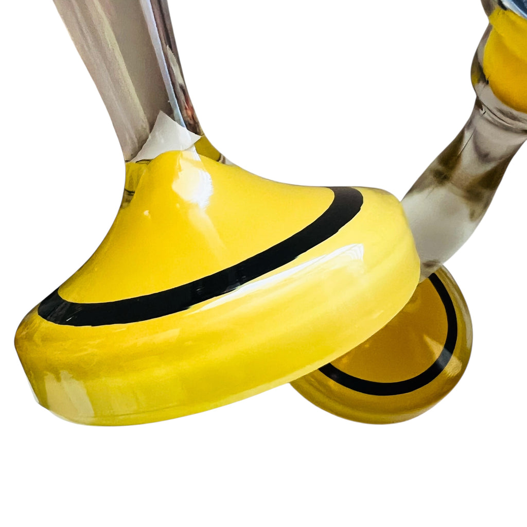 Vintage MCM Black Yellow and Clear Glass Candle Holders