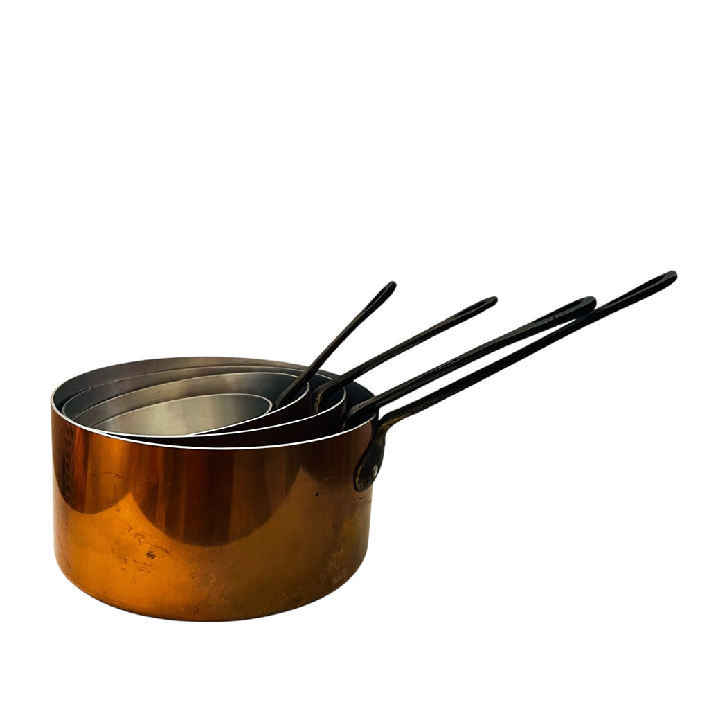Vintage Copper Pan Cookware Set of Four