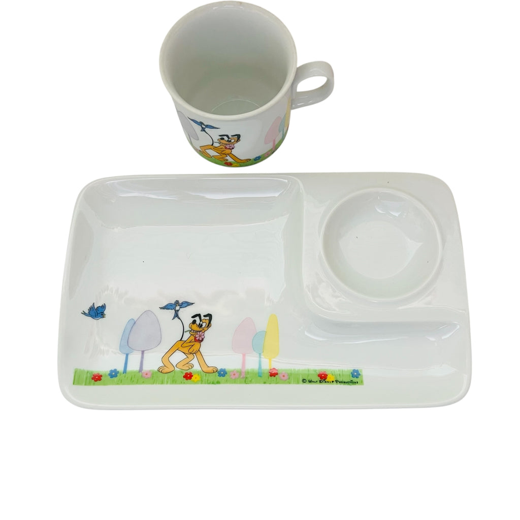 Vintage Walt Disney Productions JAPAN Porcelain Snack Plate & Cup Set